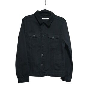 Pacsun Mens Black Denim Sherpa Lined Trucker Jacket Size S